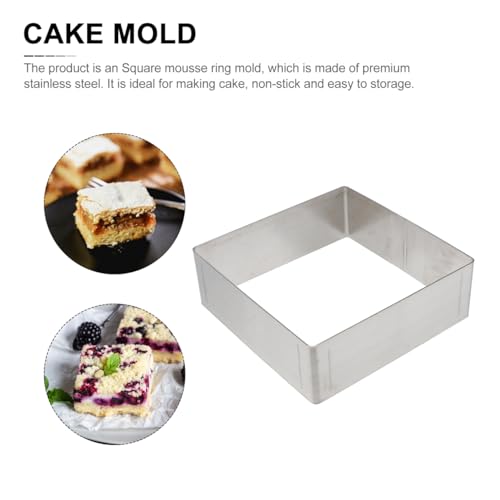 GALPADA Square Cake Ring Mold, 8in Stainless Steel Mousse Mold for Tiramisu (Silver 8 Inch) | Adjustable Scale Markings Cake Ring for Baking Mousse, Tiramisu, Pastries and Desserts - size: Size 8