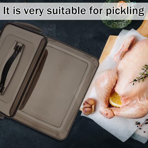 2 PCS Marinating Containers with Lid, 13.2 & 9 Quart Large Capacity Plastic Food Storage Boxes, Dishwasher Safe Meat Saver Tubs for BBQs Prep, Brining Turkey Chicken, Fruit Vegetable Storage