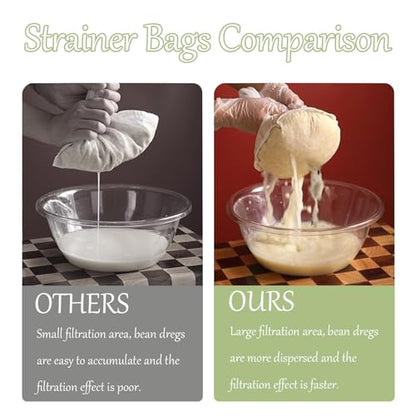 5PCS Ultra Fine Mesh Strainer Bags, Cheese Cloth Bags for Straining, Reusable Nylon Cheese Cloth Filter Bag for Filter NutMilk, Coffee, Milk, Butter, Juices and Fresh Cheese (Medium)