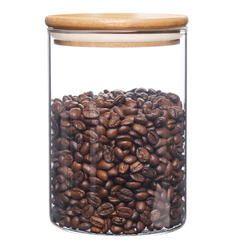 umieo Glass Food Storage Containers with Bamboo Lids Large Glass Food Storage Jars for Coffee Bar Tea Sugar (‎Clear Glass) - color: 27 OZ