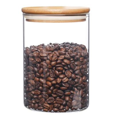 umieo Glass Food Storage Containers with Bamboo Lids Large Glass Food Storage Jars for Coffee Bar Tea Sugar (‎Clear Glass) - color: 27 OZ