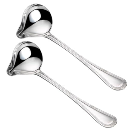 2 Packs of Kitchen Sauce Ladle Gravy Ladle Stainless Steel Kitchen Ladle Heavy Duty Cooking Soup Spoon for Home Kitchen