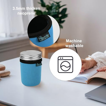 Beautyflier Regular Mouth Mason Jar Neoprene Sleeve, Half Pint Mason Jar Drinking Glasses Neoprene Cover, 8OZ Mason Insulators Sleeve with Handle (8OZ, 3COLOR) - color: 8OZ, 3COLOR