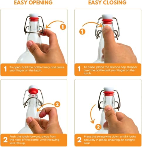 FastRack 2 Pack Clear Swing Top Glass Bottles (16oz/500ml) | Heavy Duty Flip Top Fermenting Bottles | Reusable Airtight Grolsch-Style Glass for Kombucha, Beer, Juice & Infusions - color: Clear