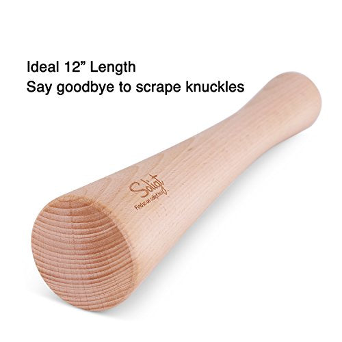 Soligt 12" Sauerkraut Pounder for Mason Jars Vegetable Fermentation- One Piece of Solid Wood