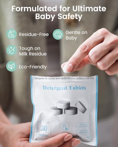 GROWNSY Official Detergent Washing Tablets - 130 PCS, Compatible with Momcozy Baby Bottle Washers (Pack of 2) - size: 130 PCS (Pack of 2)