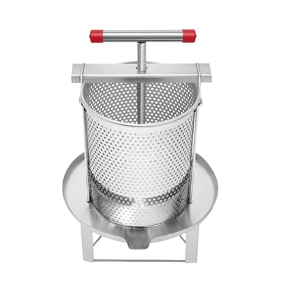 12.6L/532.6Oz Large Bee Honey Press Extractor, Manual Beeswax Presser Honeycomb Drum Spinner, Stainless Steel Mesh Honey Spinner Fruit Juice Press Extractor, Bucket Wall Thickness 0.07in
