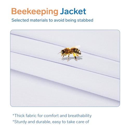 Bee Suit - Beekeeping Jacket for Men & Women - Polycotton Jacket with Beekeeping Gloves (White) - size: X-Large
