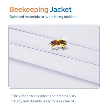 Bee Suit - Beekeeping Jacket for Men & Women - Polycotton Jacket with Beekeeping Gloves (White) - size: XX-Large