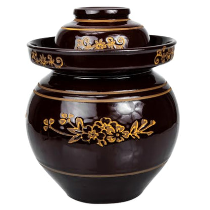 Kichvoe Traditional Ceramic Pickle Jar 5.5 Jin Thickened Sichuan Sauerkraut Storage Container Sealed Fermentation Crock for Household Kimchi and Pickled Vegetables Random Color