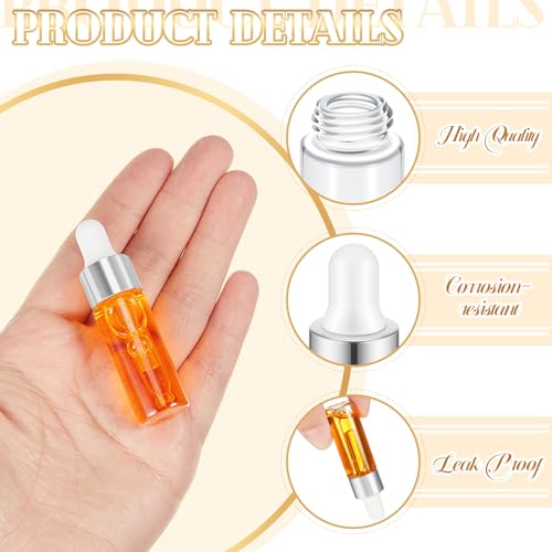 Didaey 200 Pcs 1/2/3/5/10/15 ml Mini Glass Oil Dropper Bottle Bulk, Clear Essential Small Empty Bottles Sample Containers Perfume Liquid Vials with Cap for Traveling (5 ml,Classic Silver) - color: Classic Silver, size: 5 ml