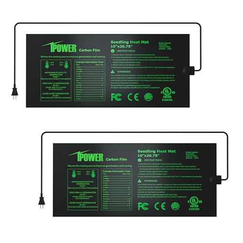 iPower GLHTMTPROSX2 10" x 20.75" Seedling Heat Mat 2-Pack Upgraded Carbon Film Durable Waterproof Indoor Warm Hydroponic Plant Germination Starting Pad, Black - size: 10" x 20.75"(x2), style: Upgraded Carbon Film