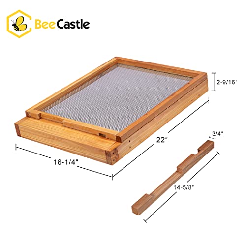 BeeCastle Beehive Screened Bottom Board Dipped in 100% Beeswax,Screened Bottom Board 10 Frame with Solid Wood - size: 10-Frame