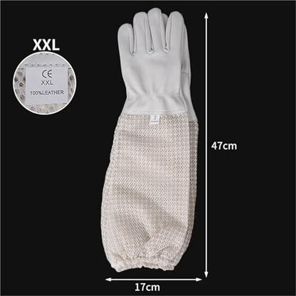 Beekeeping Gloves 2 Pairs Mesh Beekeeping Gloves Long Sleeved Gloves Preventing Bee Bites Three-Layer Net Ventilation Lightweight Breathable Gloves for Beekeepers Protected Supplies(XX-Large) - color: XX-Large