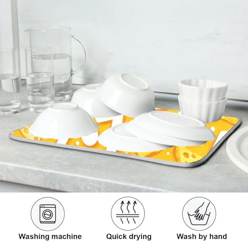 Dish Drying Mat for Kitchen Counter Cheeses Christmas 67 Absorbent Drying Dish Mat 16×18 inch Dish Rack Pad Coffee Mat for Sink Dishes Under Rack - size: 16x18in