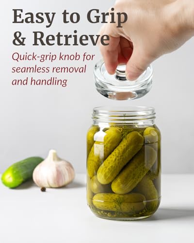 Elementi Fermentation Weight Set of 2 – Easy Grip Glass Weights for Fermenting, Perfect Pickling & Canning Weights for Wide Mouth Mason Jars, Durable Soda-Lime Glass for Sauerkraut, Kimchi & More - style: Set of 2 Weights