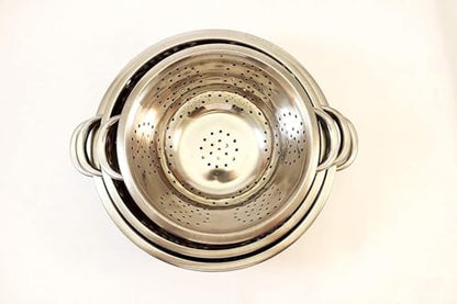 Premium Grade Stainless Steel Colander Basket Strainer Set of 3 - Ideal for Cooking, Baking Preperation - size: Set of 3 pcs