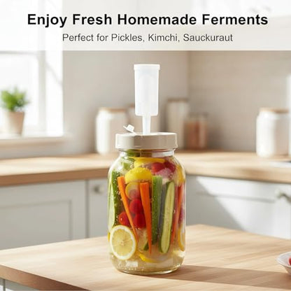 4 Pack Fermentation Kit for Wide Mason Jars, Masontops Fermentation Sauerkraut Pickling Kit with 4 Glass Fermentation Weights, 4 Fermenting Lids with Time Recorder & Airlocks (Jars Not Included)