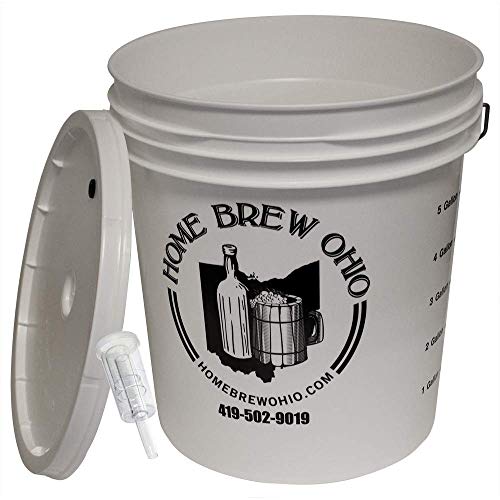 Home Brew Ohio 7.9 Gallon Fermenting Bucket with Grommeted Lid and Three-Piece Airlock