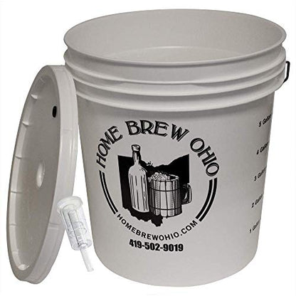 Home Brew Ohio 7.9 Gallon Fermenting Bucket with Grommeted Lid and Three-Piece Airlock