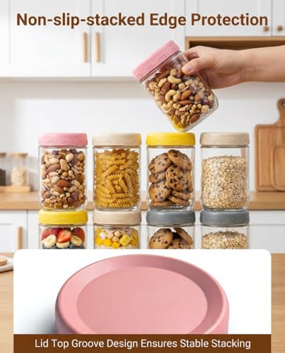 16oz 4Pack Glass Overnight Oats Jars Containers with Airtight Leakproof Lids, Reusable Mason Jars for Meal Prep, Yogurt Parfaits, Smoothies, Salads & Healthy Breakfasts (16 OZ-4-2) - color: 16oz-4-2