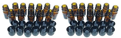 mEssentials 24 Pack of 10ml Amber Glass Bottles with Euro Dropper Caps - Great for Essential Oils, Perfumes and DIY Aromatherapy - Easy to Fill, Clean and Reuse - Protective and Durable - size: 10ml pack of 24