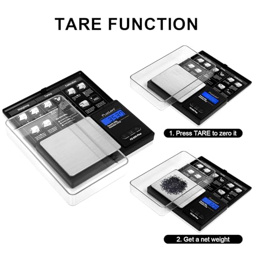 Fuzion Digital Pocket Gram Scale .01 Gram Accuracy, 500g Small Coin Scale, Jewelry Scale, Digital Gram Scales for Food, Herb, Spice - Weight Gram and Oz - color: Black, size: 500g with Tray