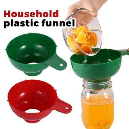 Wide Mouth Plastic Funnel – Canning Funnel for Mason Jars, Transfer Liquid Dry Ingredients Oil Coffee Beans Spice Blends, Kitchen Accessory for Filling Bottles Bags (Red) - color: Red