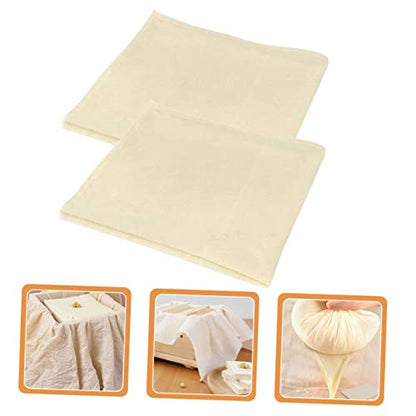 COLLBATH 2pcs Multi-function Cheese Cloths Reusable Strainer for Draining Milk Yogurt Tofu and Cooking Hemmed Design for Kitchen Use