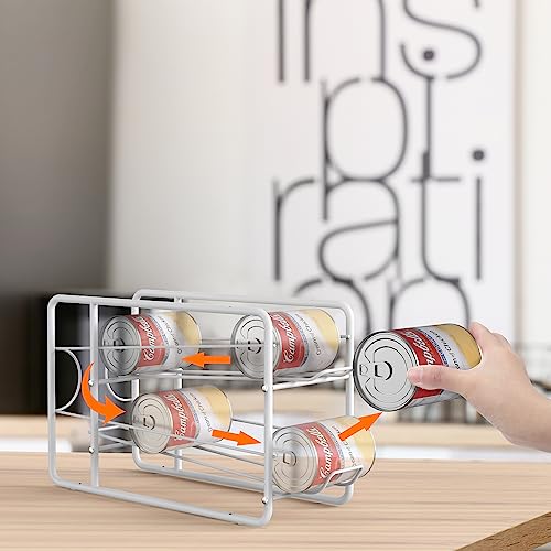 MOOACE 4 Pack Can Dispenser Rack, Stackable Can Storage Organizer Holder for Canned food Kitchen Cabinet Pantry Countertop, White - color: White
