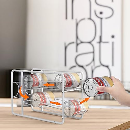 MOOACE 4 Pack Can Dispenser Rack, Stackable Can Storage Organizer Holder for Canned food Kitchen Cabinet Pantry Countertop, White - color: White