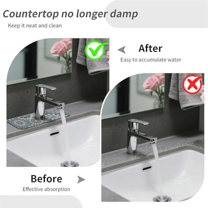 Kitchen Sink Splash Guard，Bohemian flowers Faucet Mat Sink Gadgets-Super Absorbent Fast Drying Mat Drip Catcher for Kitchen, Bathroom,Sink Mat, Dish Drying Mat, Bathroom(15" X 5.5" ) - color: Bohemian flowers