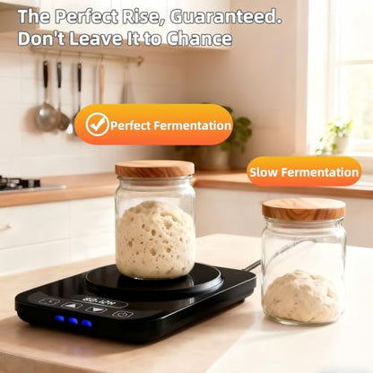 Sourdough Starter Warmer Mat | Precise 1°F Thermostat 70-100°F | 12H Auto Timer | Cooking Heating Pad for Bread Baking, Yogurt Making & Home Baking - color: Black