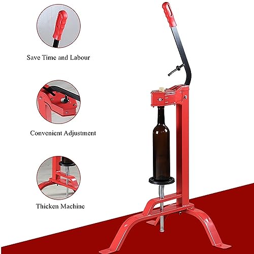 Wine Bottle Corking Machine, Bench Wine Bottle Capper with Auto Lever, 24-36cm Adjustable Height, Adjustable Chassis Design and Triangular Base, for Homebrew Beer Bottle Capping and Soft Drinks