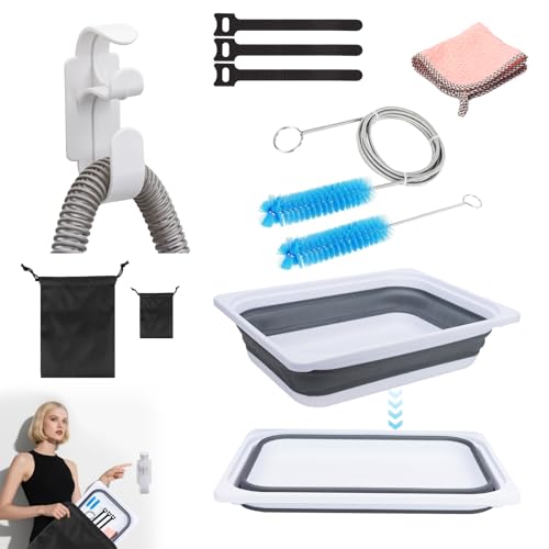 Upgraded CPAP Cleaning Kit, 7 ft Tube CPAP Cleaner Brushes for 15mm, 20mm and 22mm Hoses, CPAP Cleaning Supplies for Hose and Mask, Includes Collapsible Wash Basin, Hose Holder Hangers & Clips