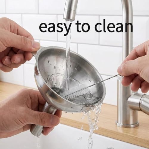 Metal Stainless Steel Funnel, Large Medium Small Funnel Set of 3, Food Grade Mini Funnels for Kitchen Use Filling Bottles Flask Cooking, 2 Brushes