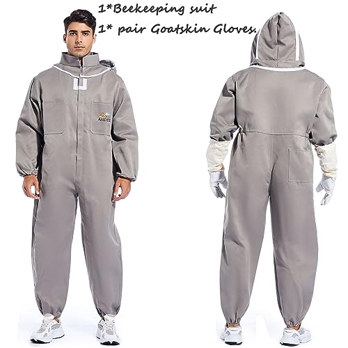 ANDES Men Women Sting Proof, Polycotton Beekeeping Suit Beekeeper Costume - size: Large