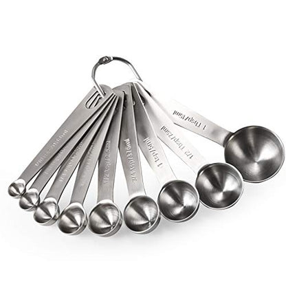 Measuring Spoons: U-Taste 18/8 Stainless Steel Measuring Spoons Set of 9 Piece: 1/16 TSP, 1/8 TSP, 1/4 TSP, 1/3 TSP, 1/2 TSP, 3/4 TSP, 1 TSP, 1/2 tbsp & 1 tbsp Dry and Liquid Ingredients - size: XL-9 pcs