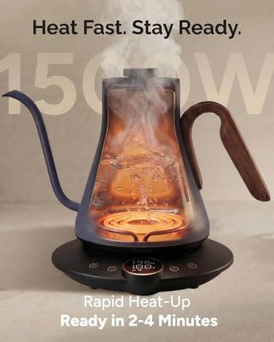 INTASTING Gooseneck Electric Kettle, ±1℉ Temperature Control, Stainless Steel Inner, Quick Heating, for Pour Over Coffee, Brew Tea, Boil Hot Water, 0.9L (Navy Blue) - color: Navy Blue