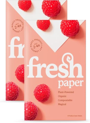 FRESHPAPER Keeps Fruits & Vegetables Fresh for 2-4x Longer, 16 Reusable Food Saver Sheets for Produce (2 Packs), Made in the USA - color: 16 Pack