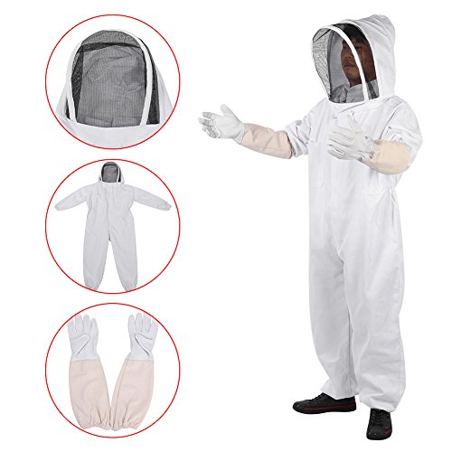 Cotton Beekeeper Protective Suit with Zipper Hat 3 Pockets, Includes Gloves for Kids and Adults Bee Keeping Safety (XXL) - color: XXL