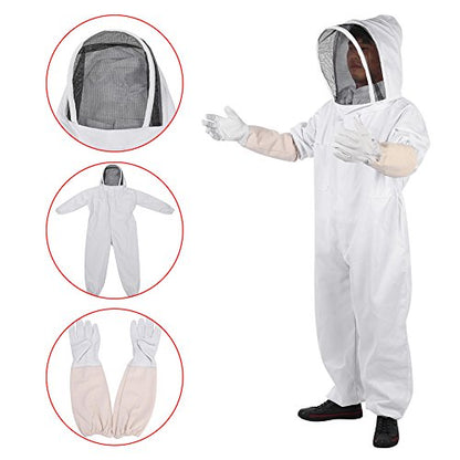 Cotton Beekeeper Protective Suit with Zipper Hat 3 Pockets, Includes Gloves for Kids and Adults Bee Keeping Safety (XXL) - color: XXL