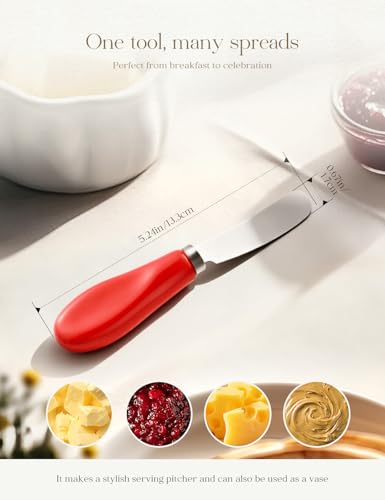 Stainless Steel Butter Spreader Knife 2 Pack with Handle for Kitchen Red | Dishwasher Safe, for Soft & Hard Cheese, Jam, Cold Butter - color: Red 2 Pack