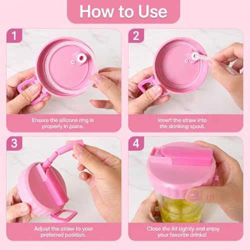 ORIGINAL CREATOR - DIPESI 4 Pack Wide Mouth Mason Jar Drinking Lids, Leak-Proof Covers for Drinking or Storage, Mason Jar Lids with Straw Fits Mason Jars