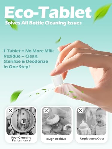 150PCS & 60PCS Official Detergent Cleaning Tablets - Baby Bottle Washer Tablets for All Brands Bottles Washers Machines
