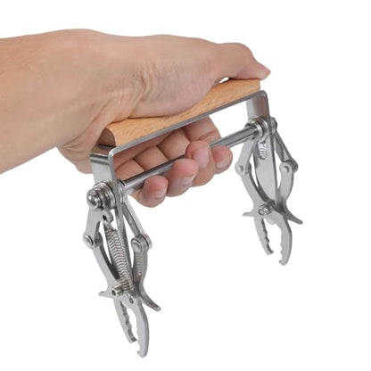 Stainless Steel Beekeeping Frame Grippers with Smooth Wood Handle for Secure Hives Handling Beekeeping Clamp