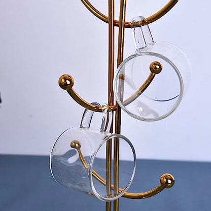 Luxshiny Gold Mug Tree Hanging Cup Holder Tree Shape Draining Cup Shelf for Coffee Mugs Cups and Bottles Air Drying Rack for Kitchen Organization 13.38 X 6.29 X 6.29 in