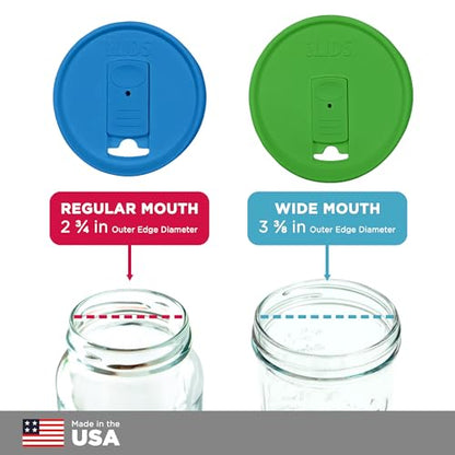 Wide-Mouth Mason Jar Drink Lid - USA Made, BPA-Free, Spill-Resistant for Coffee, Cold Brew & Iced Tea - Fits 3 3/8 in Ball & Kerr Wide Mouth - Pack of 2 - color: Periwinkle
