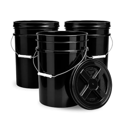 ePackageSupply 5 Gallon Bucket - Food Grade w/Lid BPA-Free, Black/Black, 3 | Airtight Gamma Seal Screw-On Lid, Heavy-Duty 90 Mil HDPE Plastic, Food Safe and Durable Container, Bulk Storage, Made in USA - color: Black/Black, size: 3 Packs