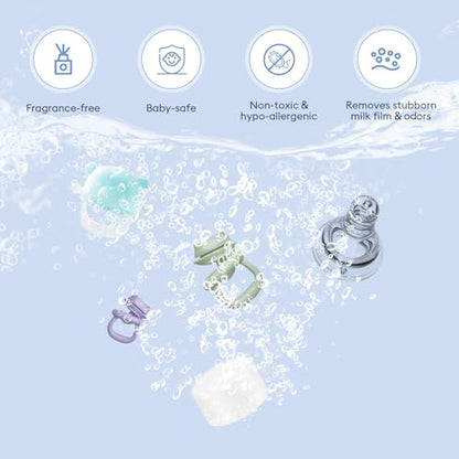 MOMFANN 150 Professional Deep Cleaning Detergent Tablets for All Baby Bottle Washers, Washer Tablets for Bottle Washer and Sterilizer and Dryer, Easy to Use - size: 150Pcs